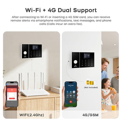 CALMORA Alarm System for Home Security, Alarm System with Camera WiFi+GSM/4G Home Burglar Security Detector Sensor Kit Remote Control, NO Monthly Fees for Home Security and Kids Safety
