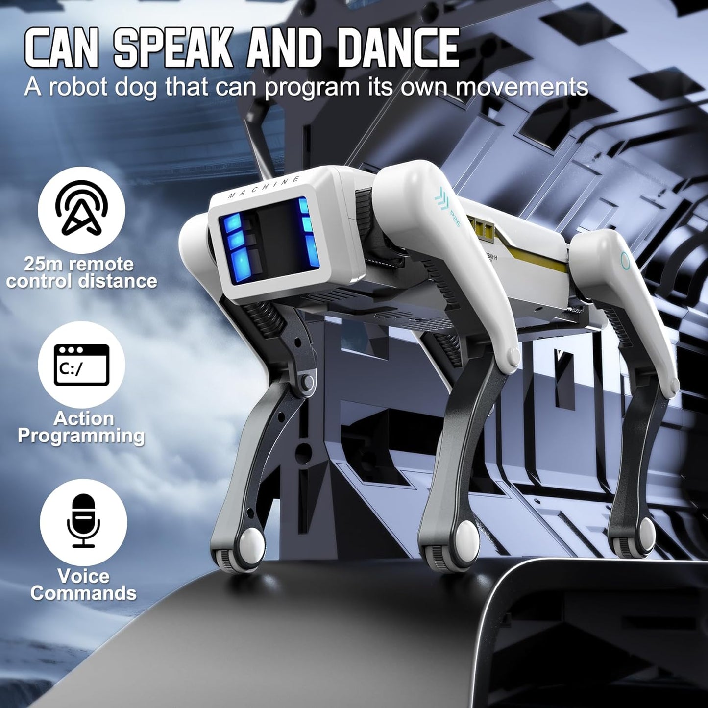 CALMORA Robot Dog, AI Smart Pet, Will Dance and Kungfu, with APP/Remote Control, Support Action Programming, Ideal Gift for 4-8 Kids