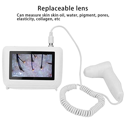 CALMORA Skin Hair Analyser,5 in 50X/200xLens LCD Digital Microscope Rechargeable Portable Scalp Detector Scanner Professional Scalp Hair Follicle Oil Magnifying Detector Skin Pigm