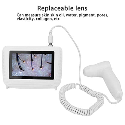 CALMORA Skin Hair Analyser,5 in 50X/200xLens LCD Digital Microscope Rechargeable Portable Scalp Detector Scanner Professional Scalp Hair Follicle Oil Magnifying Detector Skin Pigm