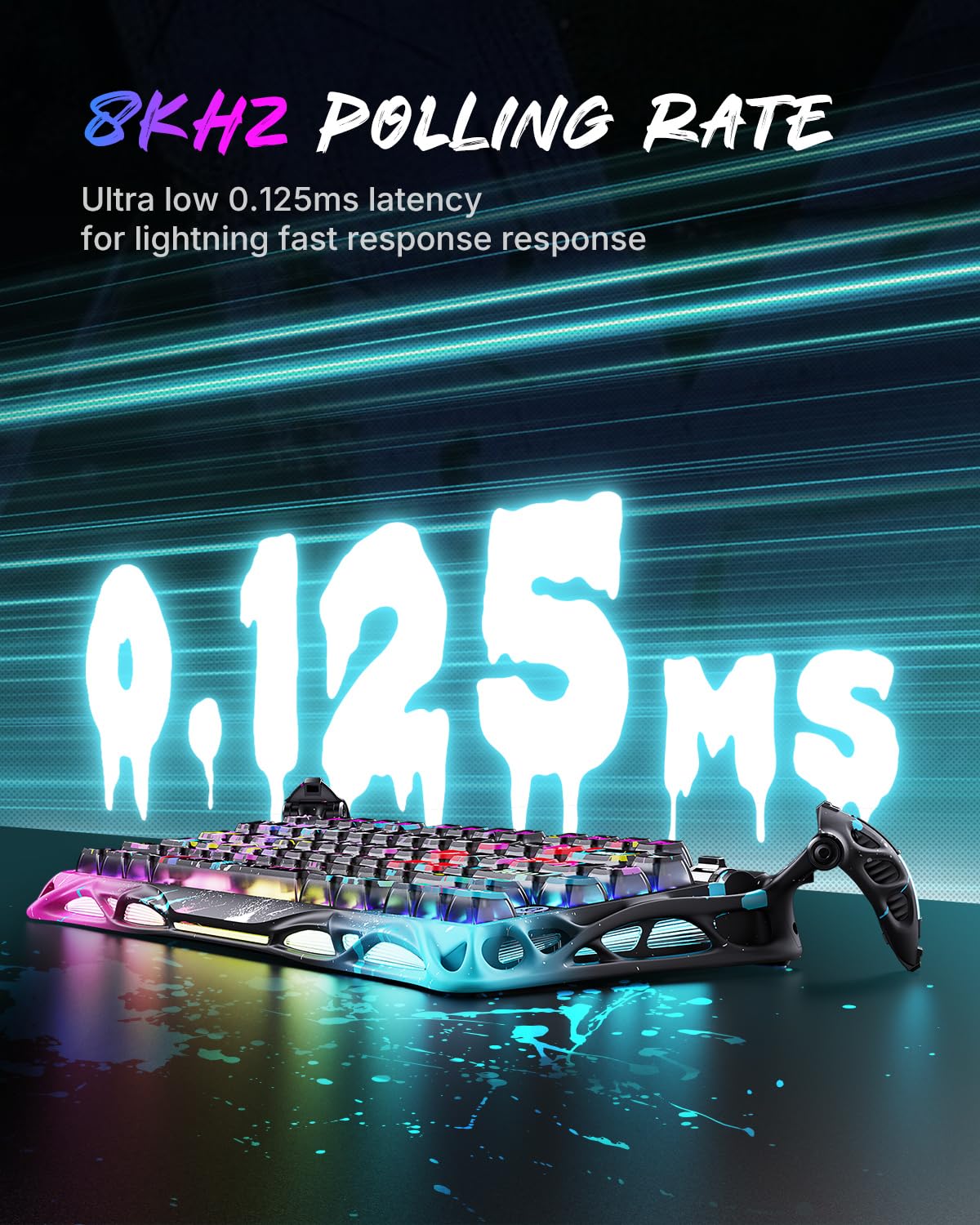 GravaStar Mercury V75 PRO Hall Effect Gaming Keyboard, 75% Wired Magnetic Keyboard, 8000Hz Polling Rate, UFO Magnetic Switches, 0.005mm Rapid Trigger, Adjustable Actuation, CNC Aluminum