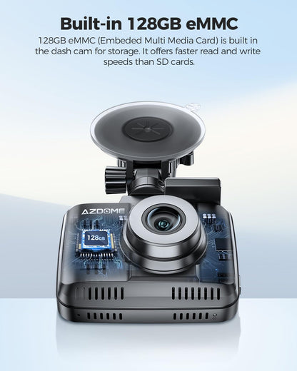 4K HDR Dash Cam Front and Rear with 4-Megapixel Image Sensor, 128GB eMMC, ADAS, 4K+1080P Dash Camera, 5GHz WiFi GPS 24H Parking Mode Car Camera (Delivery in 12 Days)