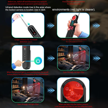 Calmora Hidden Camera Detector, Anti Spy Camera Detector Wireless Rechargeable for Home, Office, Travel, Hotels