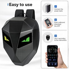 Calmora LED Backpack HELMET Bag Motorcycle Riding Backpack, Hard Shell Travel Bag LED Motorbike Luggage Bags High-Capacity Helmet