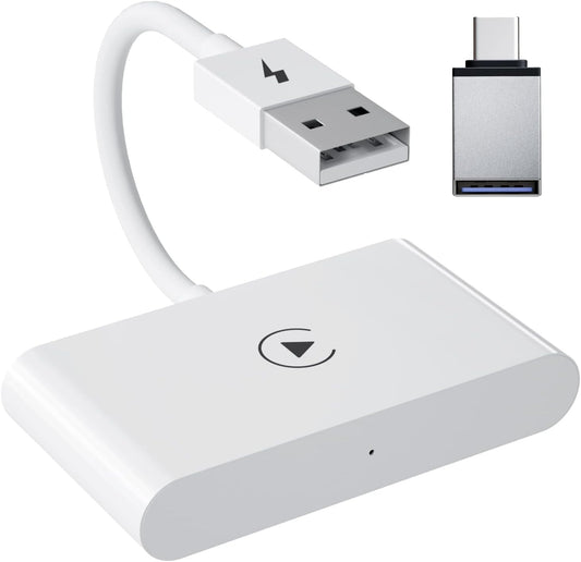 Wireless CarPlay Adapter for iPhone, Wireless Carplay Dongle Converts Factory Cars Wired Carplay to Wireless, Carplay Bluetooth Adapter, 5Ghz WiFi Auto-Connect Online Update, Support iOS 13+, White