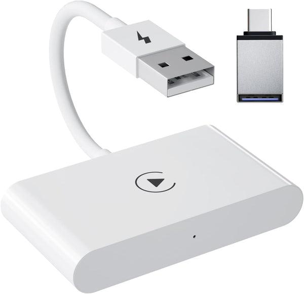 Wireless CarPlay Adapter for iPhone, Wireless Carplay Dongle Converts Factory Cars Wired Carplay to Wireless, Carplay Bluetooth Adapter, 5Ghz WiFi Auto-Connect Online Update, Support iOS 13+, White