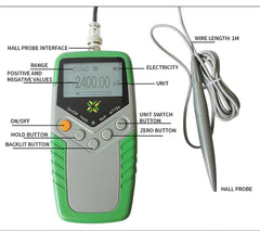 Handheld Digital Tesla Tester Digital, High Precision Gaussmeter with Probe 0-2400mT, Surface Magnetic Field Meters Metal Probe Tool Kit 5% Accuracy