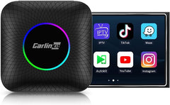 Carlinkit Android 13 Ai Box LED Version, Qualcomm 8 Cores, 8+128GB, 3-in-1 Adapter with 4G Cellular, Streaming Video, SIM/TF Card, Built-in Google Play, Only Suitable for Factory Wired CarPlay Cars