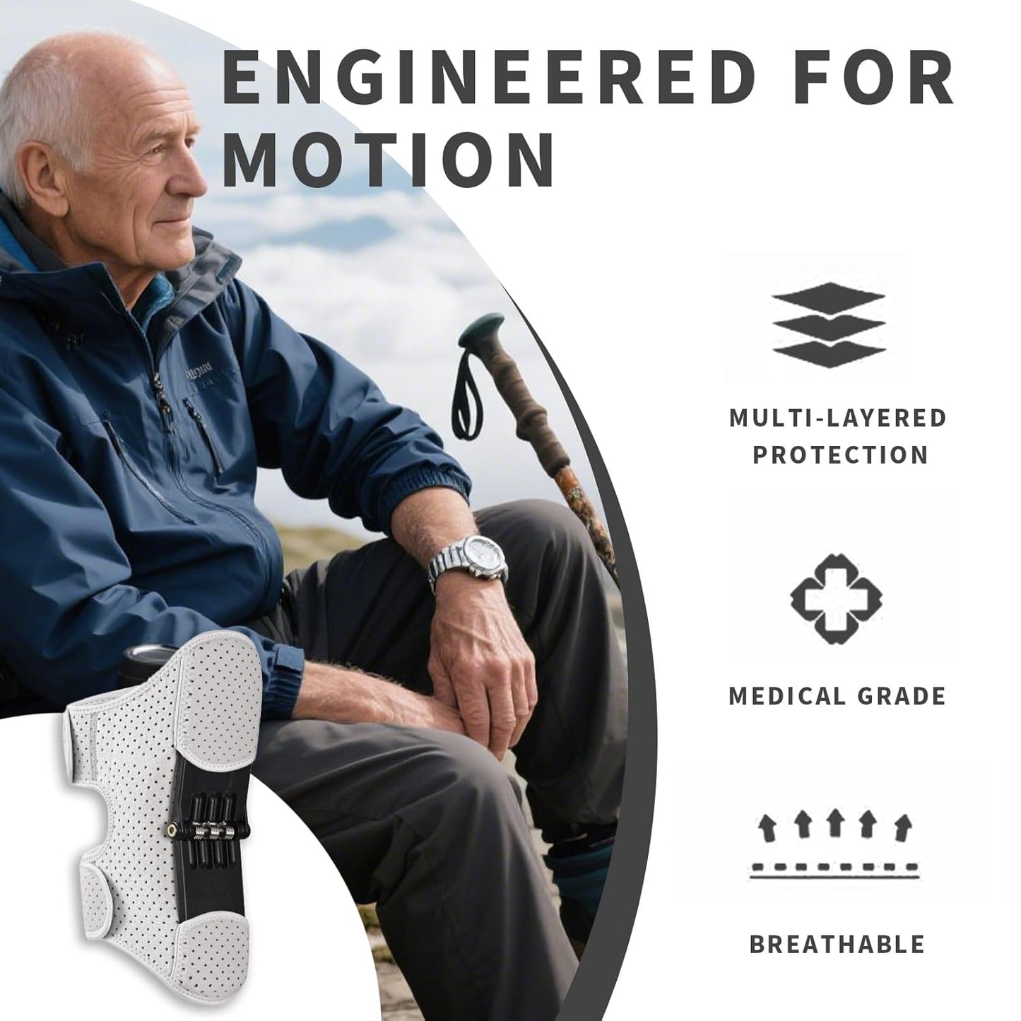 Calmora Knee Support Booster Brace, Spring-Powered Joint Support for Climbing Stairs, Squatting Assistance for Elderly