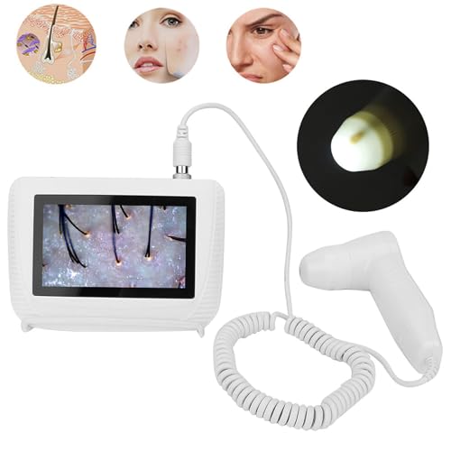 CALMORA Skin Hair Analyser,5 in 50X/200xLens LCD Digital Microscope Rechargeable Portable Scalp Detector Scanner Professional Scalp Hair Follicle Oil Magnifying Detector Skin Pigm