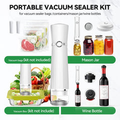 Calmora Vacuum Sealer for Food (Compact Vacuum Sealer Machine +30 Mason Jar Lids+ Wine Stopper), Handheld Mason Jar Vacuum Sealer for 10X Preservation & Fresh, 80Kpa Portable Vacuum Food Saver