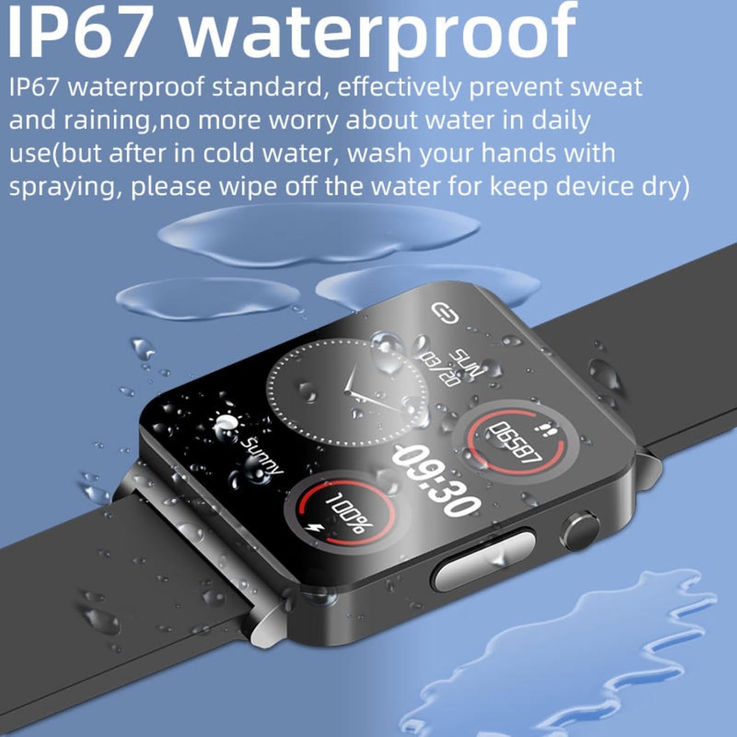 CALMORA Smart Watch with Blood Glucose Monitor, PPG ECG Health Tracking, Heart Rate SpO2 Monitor, 1.3-inch Touch Display, Black Silicon Band, Waterproof Fitness Tracker for Men Women