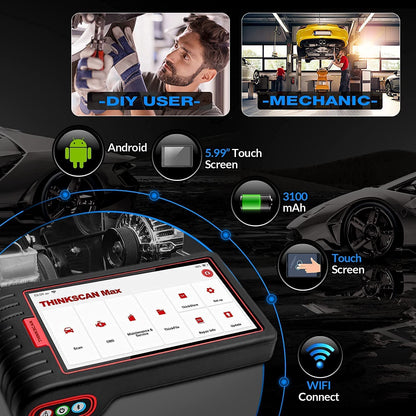 Calmora Thinkscan Max Car Diagnostic Scan Tool for All Vehicles All System OBD2 Scanner with 28 Maintenance Functions , AutoVIN /IMMO /EPB /BMS/SAS/ABS Bleeding/TPMS Sevices etc