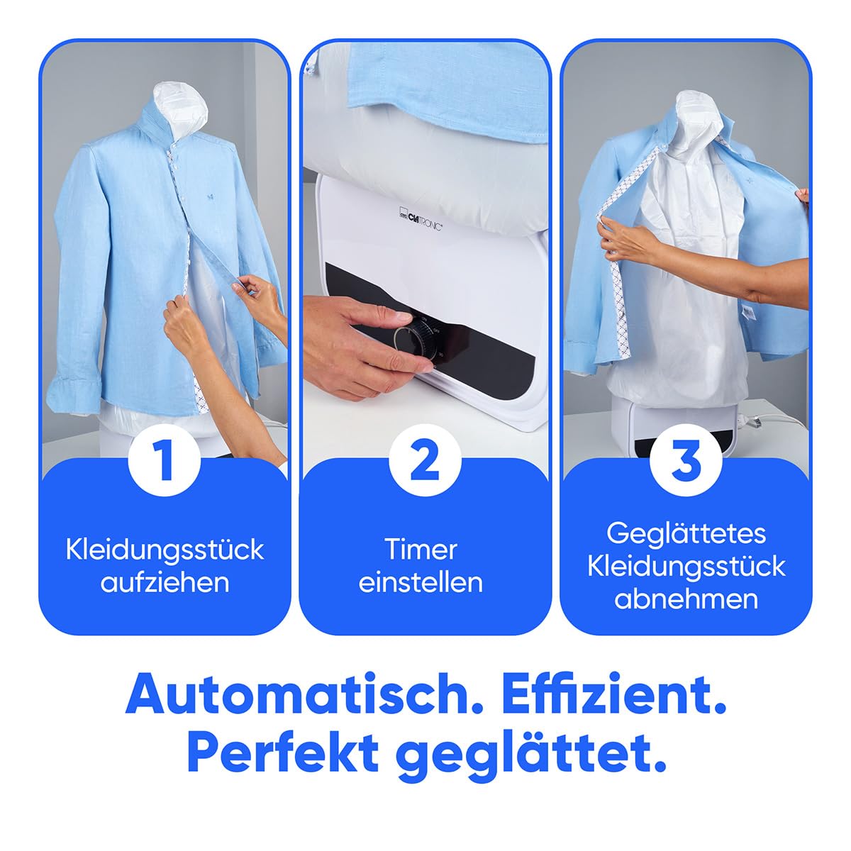Calmora Automatic Ironing Machine, Portable Hands-Free Wrinkle Remover for Shirts & Pants, Gentle on All Fabrics, Ironing Machine Perfect for Apartments & Business Travel