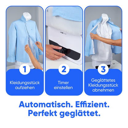 Calmora Automatic Ironing Machine, Portable Hands-Free Wrinkle Remover for Shirts & Pants, Gentle on All Fabrics, Ironing Machine Perfect for Apartments & Business Travel
