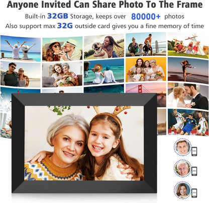 Calmora 10.1 Inch 32GB WiFi Digital Picture Frame 1280x800 IPS LCD Touch Screen, Auto-Rotate, Wall Mountable, 32GB Memory, Share Photos/Videos Instantly via Frameo App from Anywhere