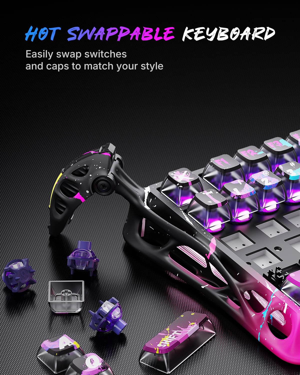 GravaStar Mercury V75 PRO Hall Effect Gaming Keyboard, 75% Wired Magnetic Keyboard, 8000Hz Polling Rate, UFO Magnetic Switches, 0.005mm Rapid Trigger, Adjustable Actuation, CNC Aluminum
