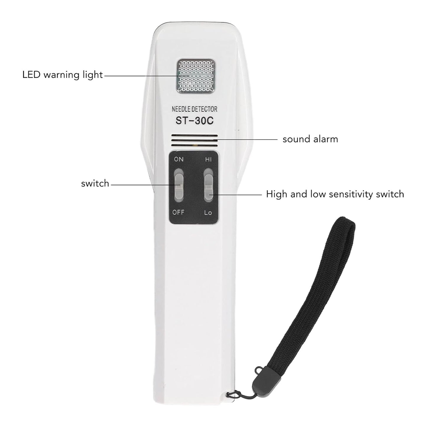 Calmora Portable Handheld Needle Detector, Highly Sensitive Metal Detector for Fabric Inspection, Magnetic Induction Principle with Audible and Visual Alarms and One Touch Adjustments