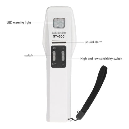 Calmora Portable Handheld Needle Detector, Highly Sensitive Metal Detector for Fabric Inspection, Magnetic Induction Principle with Audible and Visual Alarms and One Touch Adjustments