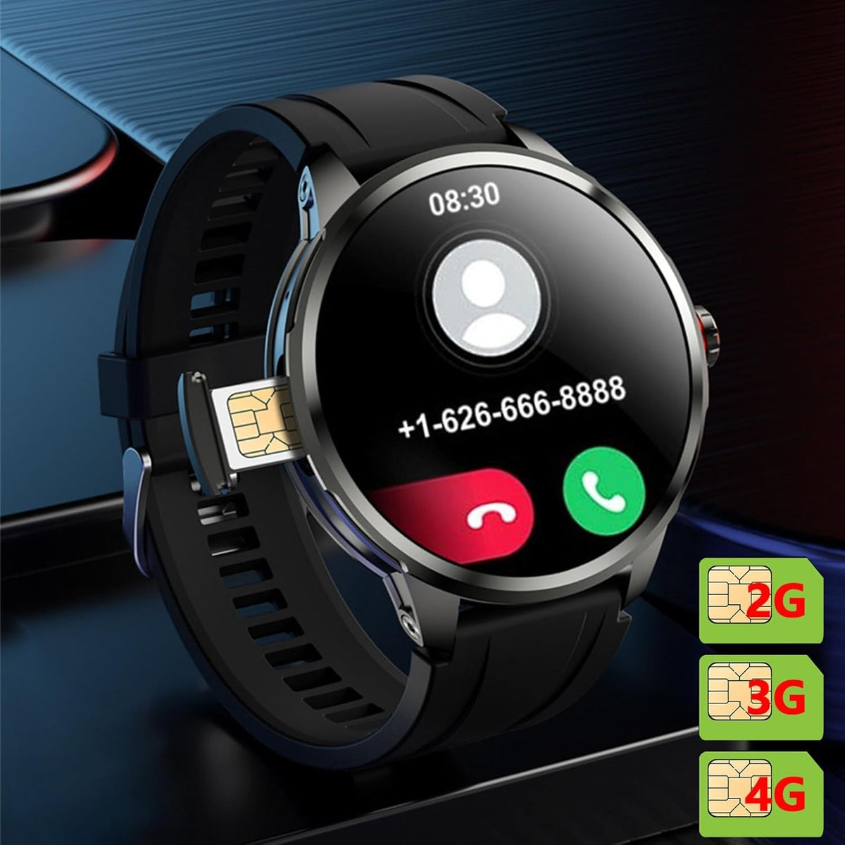 CALMORA H99 4G LTE Android Smartwatch, GPS WiFi Smart Watch with SIM Card Slot, HD Camera, Heart Rate Monitor, Fitness Tracker, Social Media Apps Support, Black