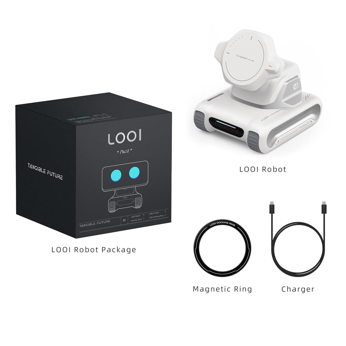 LOOI Robot-Starlight White-AI Desktop Companion, ChatGPT & Gemini Voice Interaction, Visual Understanding, Personality & Memory, 10W Wireless Charging, Tech & Gadget Gift, Electronic pets
