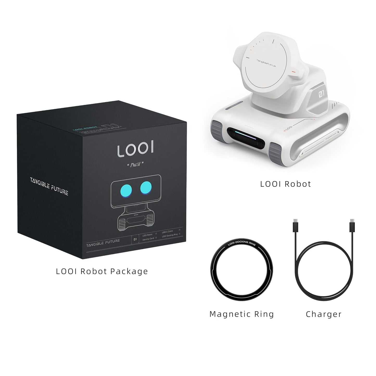 LOOI Robot-Starlight White-AI Desktop Companion, ChatGPT & Gemini Voice Interaction, Visual Understanding, Personality & Memory, 10W Wireless Charging, Tech & Gadget Gift, Electronic pets