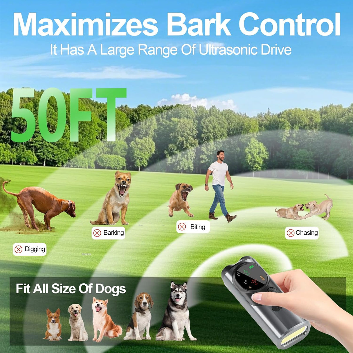 Calmora 3-in-1 Anti-Barking Device – Stop Dog Barking Trainer with LED