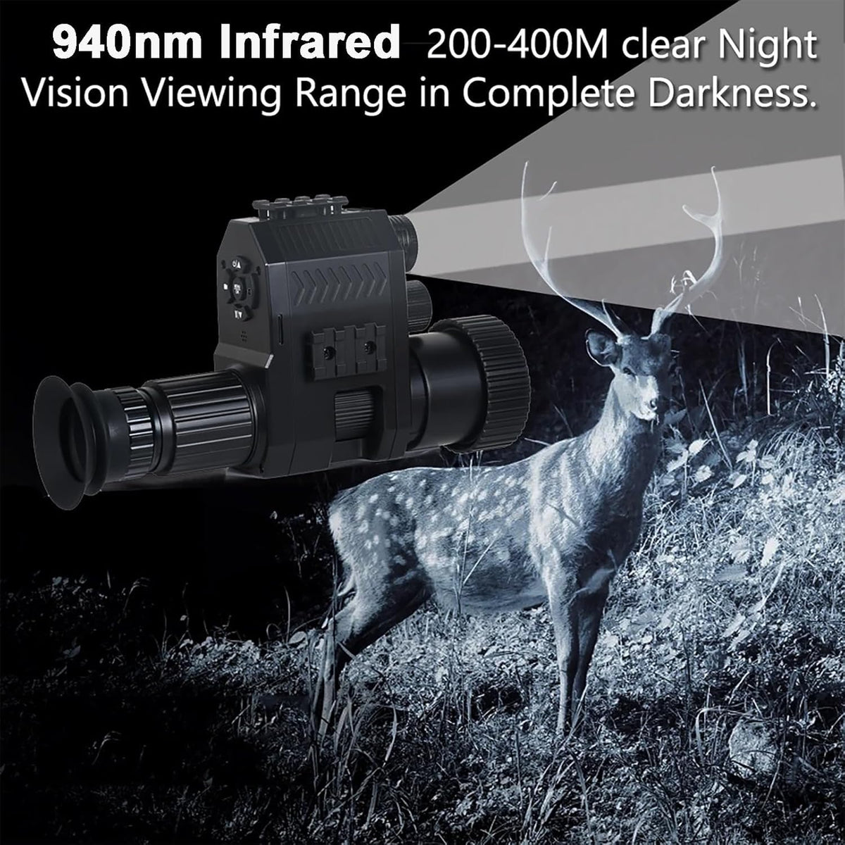 CALMORA Night Vision Monocular 940nm 12mm Super Clear Lens Infrared Night Vision Scope 5X Digital Zoom 3 Levels of Infrared Adjustment with 32GB Memory Card, for Camping/Hunting