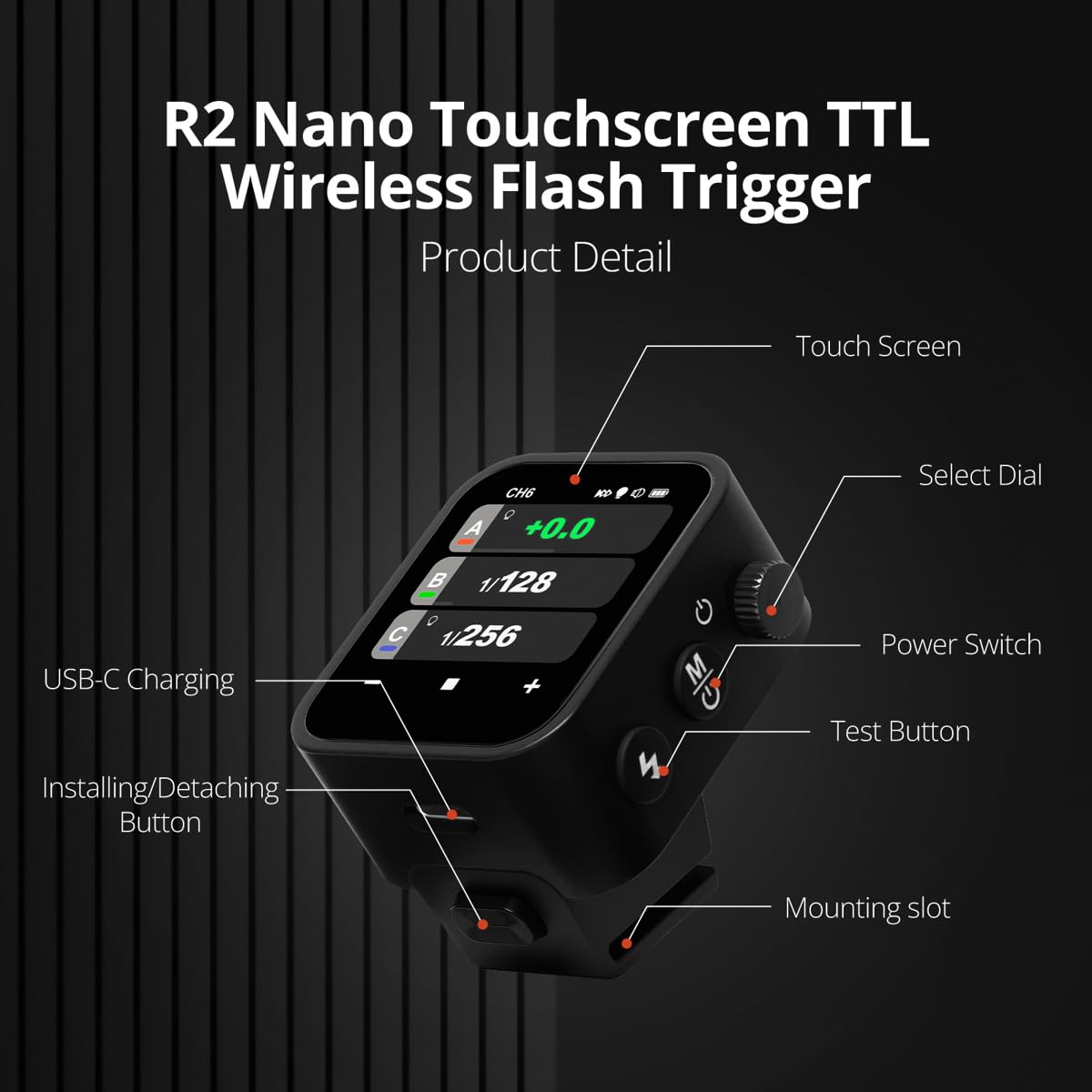 Calmora R2 Nano Touchscreen TTL Wireless Flash Trigger for Olympus and Panasonic, Godox X3