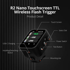 Calmora R2 Nano Touchscreen TTL Wireless Flash Trigger for Olympus and Panasonic, Godox X3