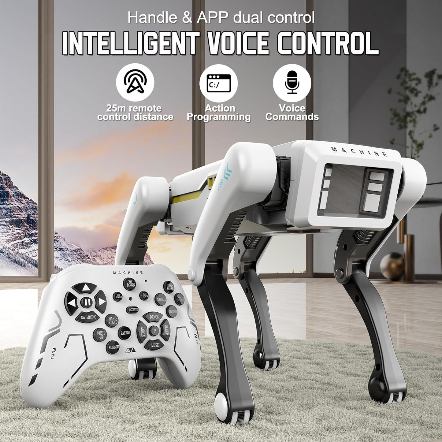 CALMORA Robot Dog, AI Smart Pet, Will Dance and Kungfu, with APP/Remote Control, Support Action Programming, Ideal Gift for 4-8 Kids