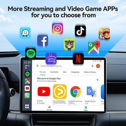 CARLINKIT Newest Android 13.0 Ai Box LED, 8+128GB with Qualcomm 8-cores, 3-in-1 Wireless CarPlay/Android Auto Comes with Play Store, Streaming Video, Only for The Vehicle with Wired CarPlay