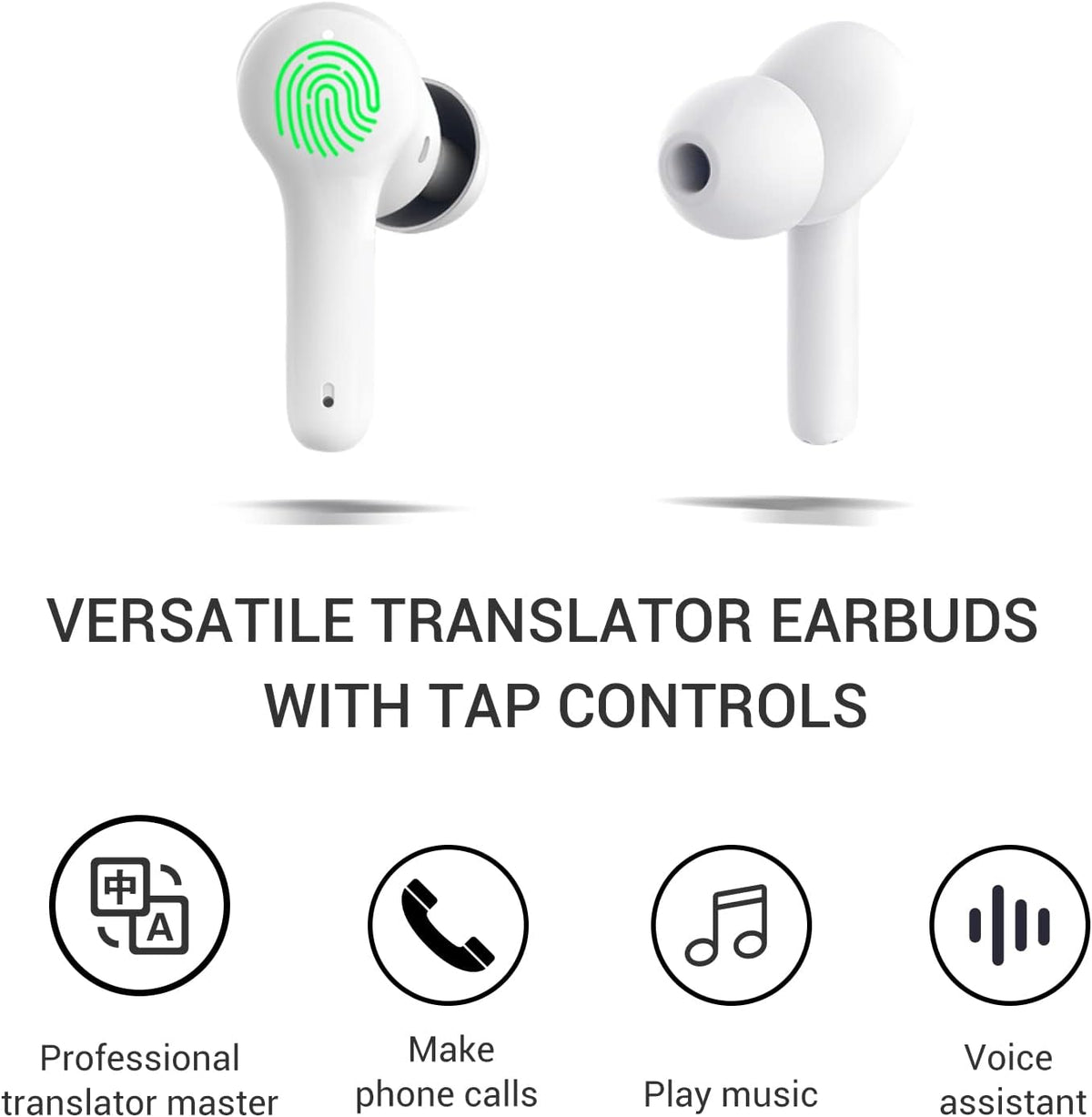 Language Translator Earbuds Language Translator Device Updated Chip 144 Languages and Acccents 0.5s Rapid Translation Music Calling and Translation (with Offline Package)