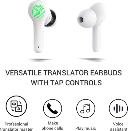 ANFIER M6 Translator Earbuds Language Translator Device Updated Chip 144 Languages and Acccents 0.5s Rapid Translation Music Calling and Translation (with Offline Package)