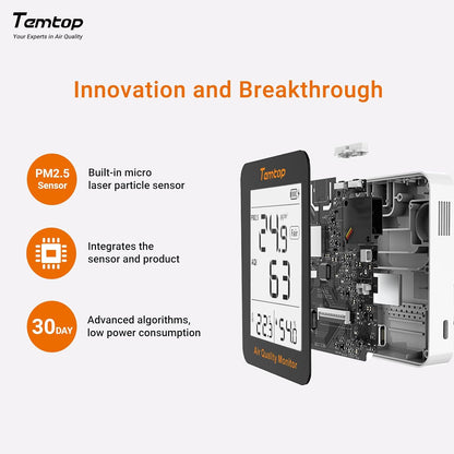 Indoor Thermometer 𝗣𝗠𝟮.𝟱 𝗔𝗤𝗜 Air Quality Monitor Beyond Temperature Humidity Meter, Temtop Digital Hygro-Thermometer Gauge with AQI Detector