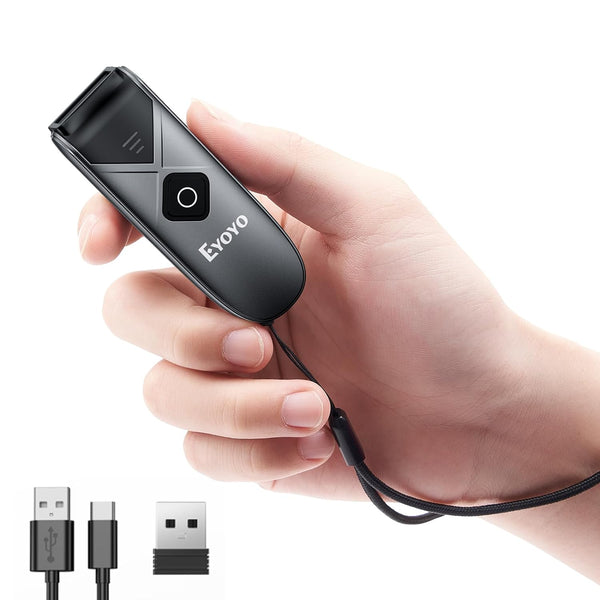 Eyoyo Bluetooth 2D & 1D Barcode Scanner, Portable Wireless Mini Barcode Reader with 2.4G Wireless/Bluetooth/USB Wired Connection QR Code Scanner Compatible with Pad, Phone, Android, Tablet PC