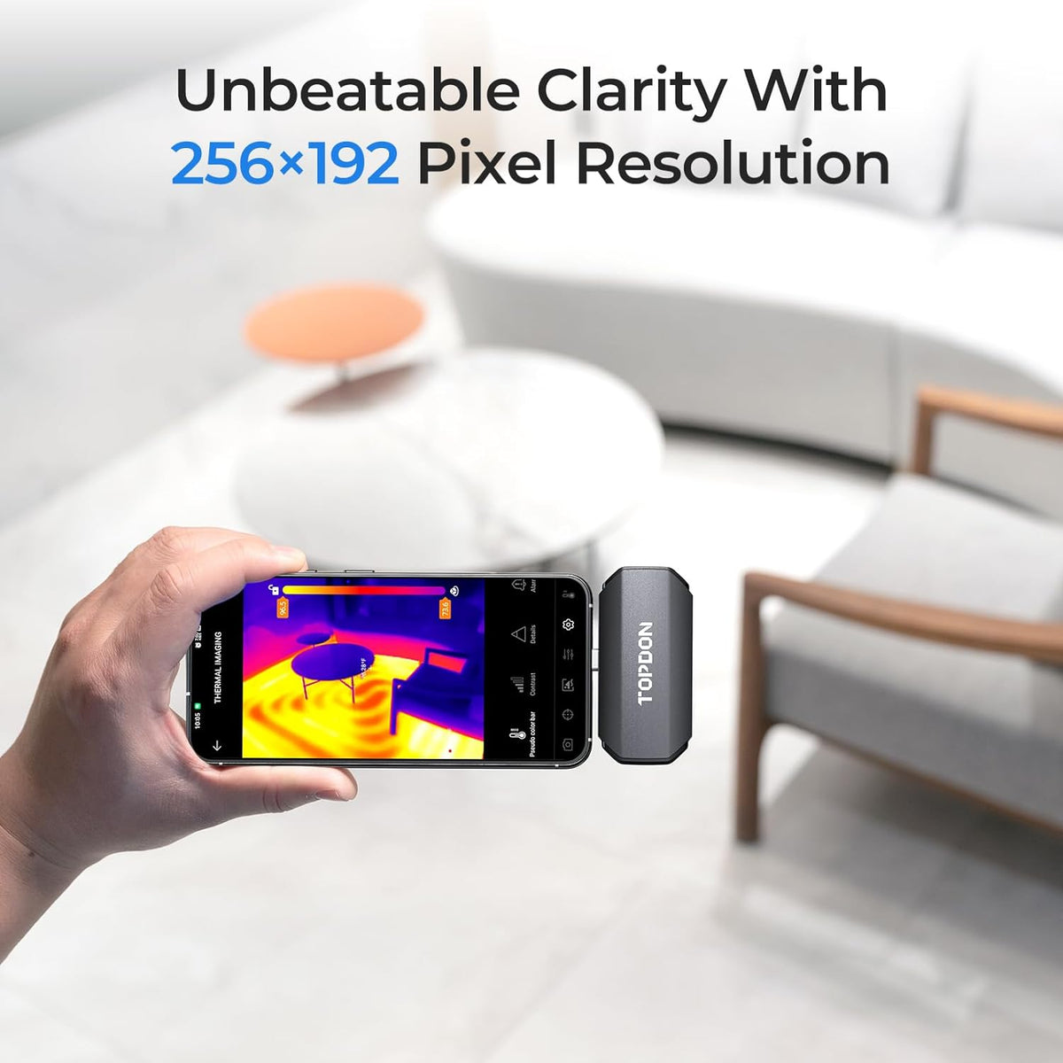 TOPDON TC001 Thermal Imaging Camera Android, 256x192 IR Resolution Thermal Imager with Secondary Analysis, Test Report, Temp Alarm, -4°F~1022°F TEM Range for Smartphones and Window (Space Gray)