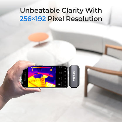 TOPDON TC001 Thermal Imaging Camera Android, 256x192 IR Resolution Thermal Imager with Secondary Analysis, Test Report, Temp Alarm, -4°F~1022°F TEM Range for Smartphones and Window (Space Gray)