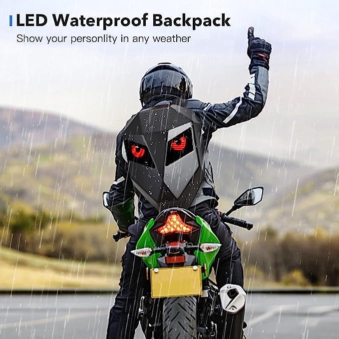 Calmora LED Backpack HELMET Bag Motorcycle Riding Backpack, Hard Shell Travel Bag LED Motorbike Luggage Bags High-Capacity Helmet