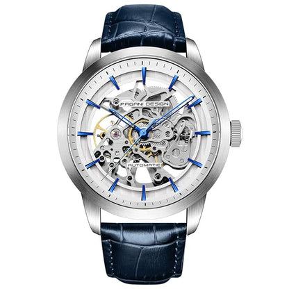 Automatic Mens Watches Skeleton Mechanical Wrist Watch for Men Waterproof Genuine Leather Watchband Luxury Self-Winding Stainless Steel Analog Watch for Men Collection PAGANI DESIGN