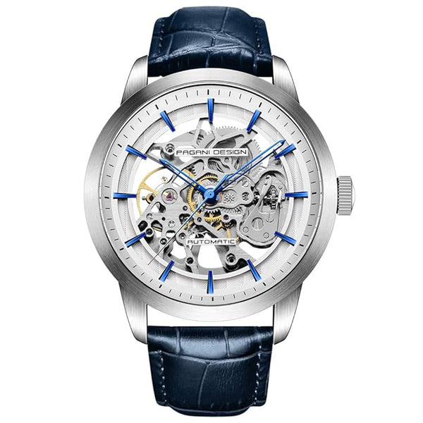 Automatic Mens Watches Skeleton Mechanical Wrist Watch for Men Waterproof Genuine Leather Watchband Luxury Self-Winding Stainless Steel Analog Watch for Men Collection PAGANI DESIGN