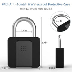 Fingerprint Padlock, Eseesmart Padlock Large Size, Combination Lock, Waterproof with Protective Case, Padlock with Key, with Mobile APP and Fingerprint Unlock, Suitable for Gates, Doors,Gym, Office