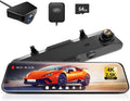 WOLFBOX Rear View Mirror Camera: Mirror Dash Cam Front and Rear 4K+2.5K for Car with 12" Full Touch Screen, Waterproof Backup WDR Camera, Night Vision, G-Sensor, Parking Assist,Free 32GB Card & GPS
