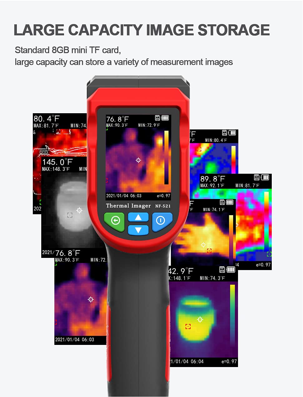 CALMORA Industrial Thermal Imaging Device NF-521, Thermal Imaging Camera with 2.4 Inch LCD Display, 24 * 24 Pixels Resolution with Memory Storage