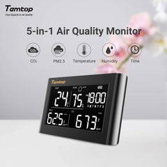 Temtop CO2 Air Quality Monitor PM2.5 Thermometer Data Export P20C - Black