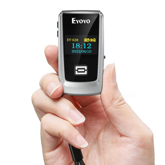 QR Code Scanner with LCD Display, Mini Portable Bluetooth Barcode Scanner, Wireless 1D 2D Book Bar Code Scanner for Library Classroom Inventory Compatible with iPhone iPad Android iOS POS Laptop