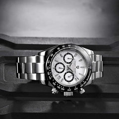 Men’s Watches Full Stainless Steel Analogue Quartz Wrist Watch for Men Luxury Waterproof Dress Wristwatch Date, Steel-White, Quartz Movement