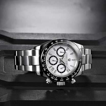 Men’s Watches Full Stainless Steel Analogue Quartz Wrist Watch for Men Luxury Waterproof Dress Wristwatch Date, Steel-White, Quartz Movement
