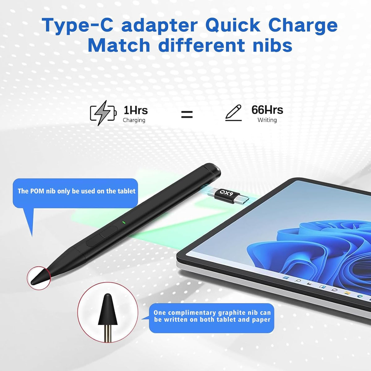 CALMORA Slim Pen 2 for Microsoft Surface with 4096 Pressure, Eraser & Right-Click, Palm Rejection,Graphite Nib,for Surface Pro 12/11/10/9/8/7/6/5/4/X,Surface Go 4/3/2,Book 3/2/1,Laptop1-6,Surface Studio 2+/2
