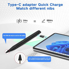 CALMORA Slim Pen 2 for Microsoft Surface with 4096 Pressure, Eraser & Right-Click, Palm Rejection,Graphite Nib,for Surface Pro 12/11/10/9/8/7/6/5/4/X,Surface Go 4/3/2,Book 3/2/1,Laptop1-6,Surface Studio 2+/2